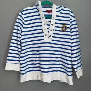 Vintage Chaps Ralph Lauren Nautical Striped Hoodie Size XL